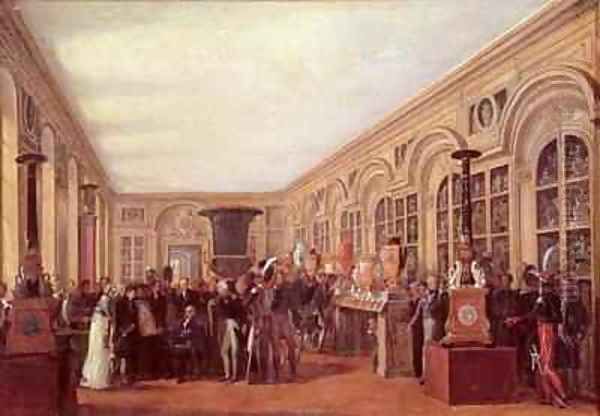 Alexandre Brongniart 1770-1847 Presenting the Artists of the Sevres Workshop to Louis XVIII 1755-1824 Oil Painting by Jean-Charles Develly