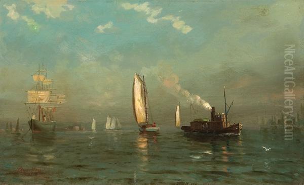 Late Afternoon, East River Oil Painting by Arthur Quartley