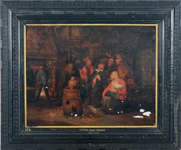 Drinking In A Tavern Oil Painting by Pieter Jansz. Quast