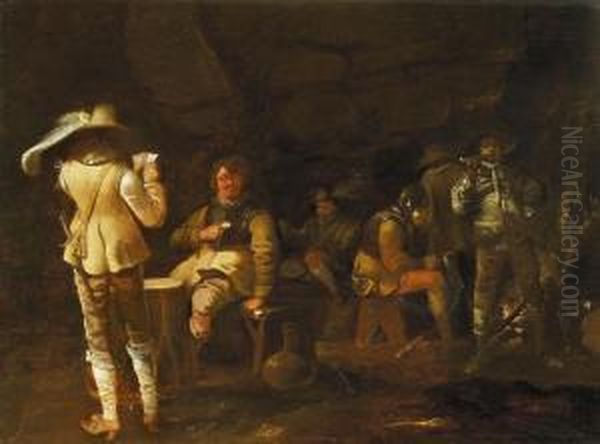 Soldaten Beim Kartenspiel In Einem Gewolbe Oil Painting by Pieter Jansz. Quast