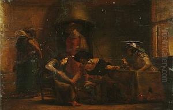 Interior With A Dispute Between Soldiers Oil Painting by Pieter Jansz. Quast