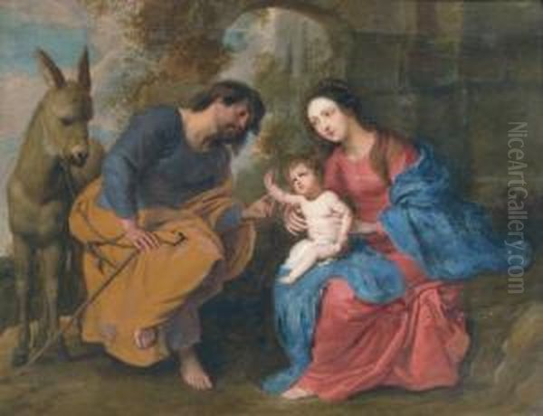 The Rest On The Flight Into Egypt Oil Painting by Erasmus II Quellin (Quellinus)