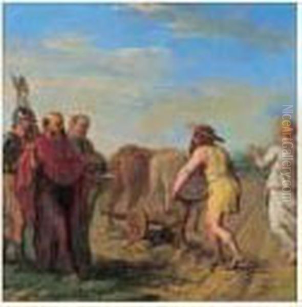 Cincinnatus Recevant Les Envoyes Du Senat Oil Painting by Erasmus II Quellin (Quellinus)