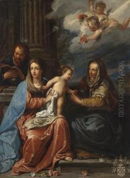 The Holy Family With Saint Anne Oil Painting by Jan Erasmus Ceder Quellinus