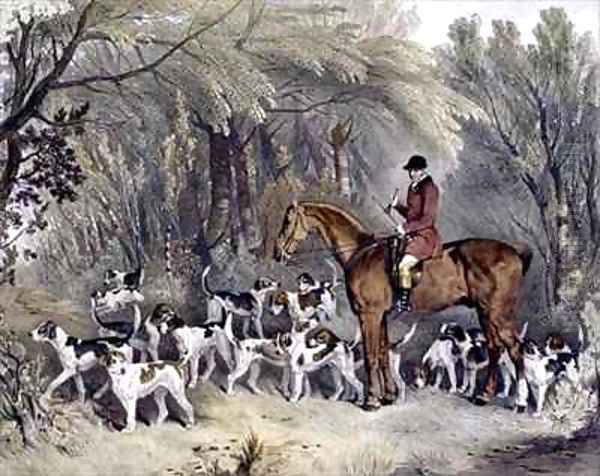 W Head Huntsman to the Donnington Hounds Oil Painting by Richard Barrett Davis