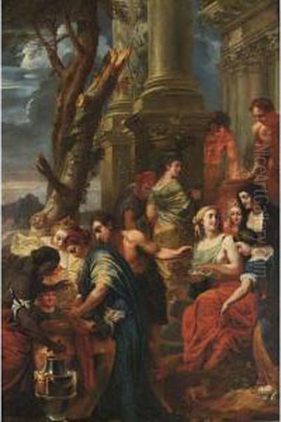 Thetis Dips Achilles In A Vase With Water From The Styx by Jan Erasmus Ceder Quellinus