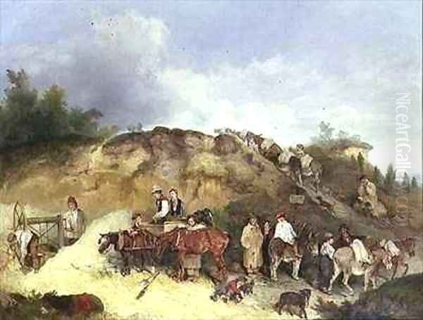 Digging for Fullers Earth on Hampstead Heath Oil Painting by Richard Barrett Davis