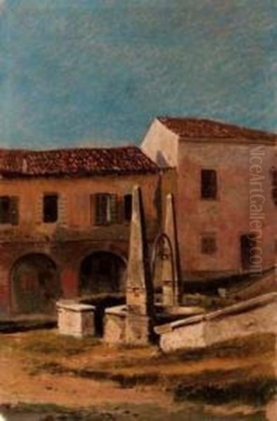 Borgo Oil Painting by Luigi Querena