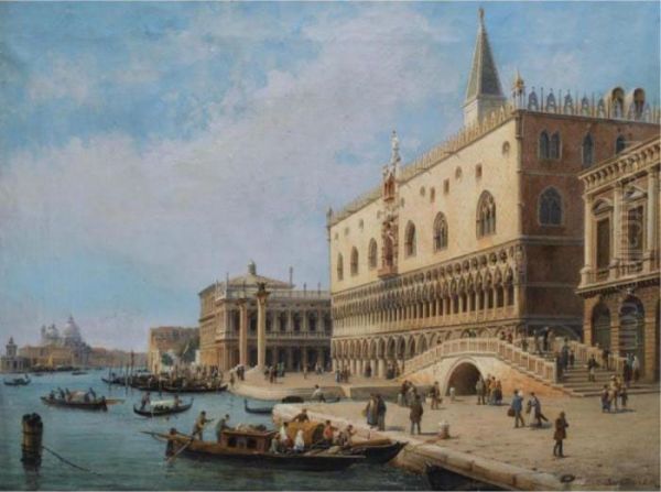 View Of The Palazzo Ducale, Venice Oil Painting by Luigi Querena