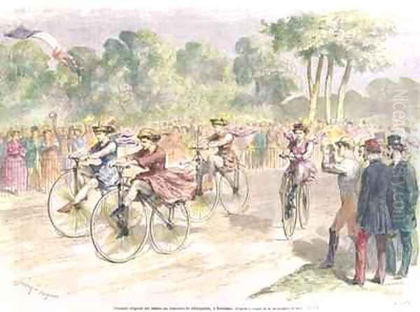 Original Costumes for the Velocipede Race in Bordeaux Oil Painting by Godefroy Durand