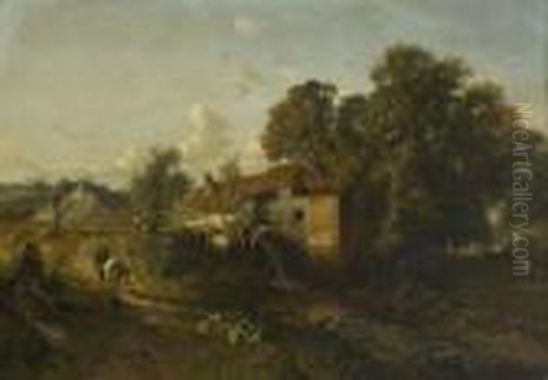 Muhle Am Bach. Oil Painting by Joseph Quinaux