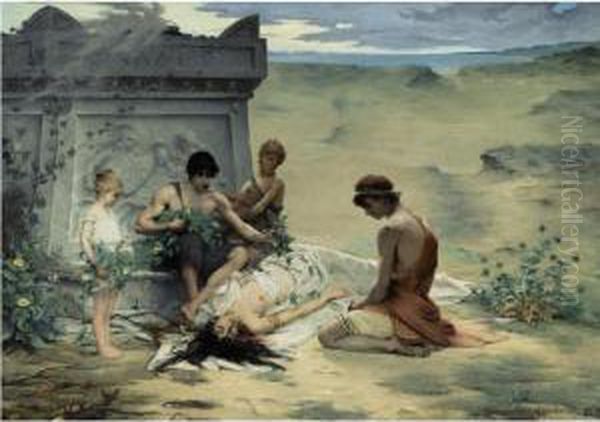 Death Of Polyxena Oil Painting by Paul Francois Quinsac