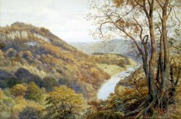 A Pair, The South Downs, Near Midhurst; The Nynd Cliff On The Wye Oil Painting by Alfred Robert Quinton