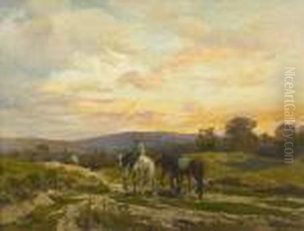 Abendliche Landschaft An Einem Sommertag. Oil Painting by Clement Quinton