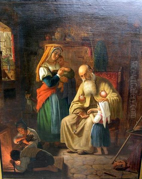 Romische Familie Oil Painting by Peter Johann Raadsig