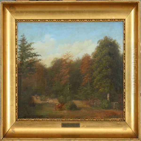 Forest Scenery Oil Painting by Peter Johann Raadsig