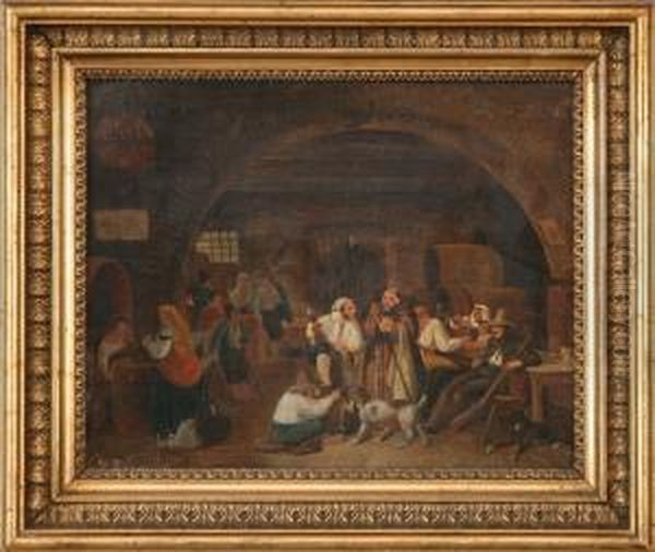 Interior Of An Inn Oil Painting by Peter Johann Raadsig