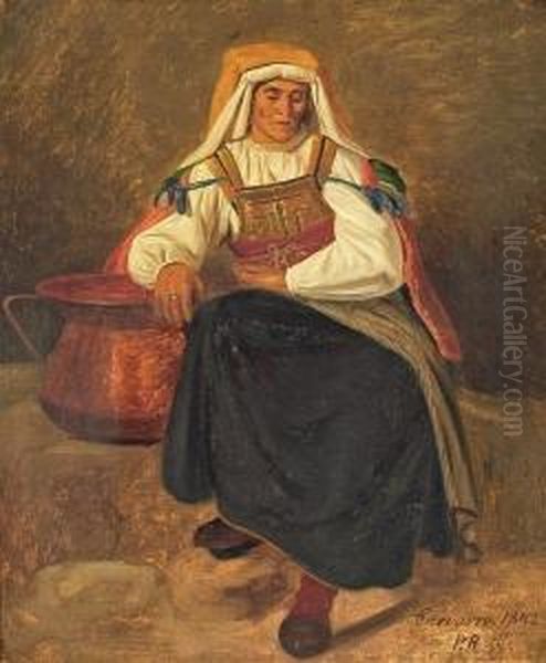 Italian Woman Oil Painting by Peter Johann Raadsig