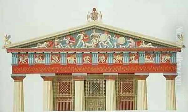 Facade of the Temple of Jupiter at Aegina Oil Painting by Daumont