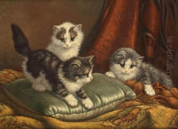 Les Chatons Sur Le Divan Oil Painting by Cornelis Raaphorst