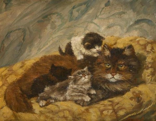 Chat Et Chatons Oil Painting by Cornelis Raaphorst