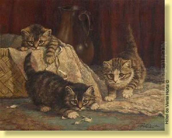 Jeux De Chatons Oil Painting by Cornelis Raaphorst