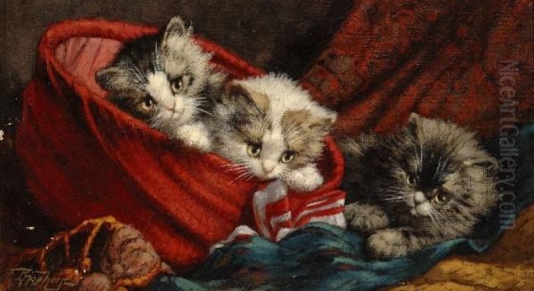 Kittens Oil Painting by Cornelis Raaphorst