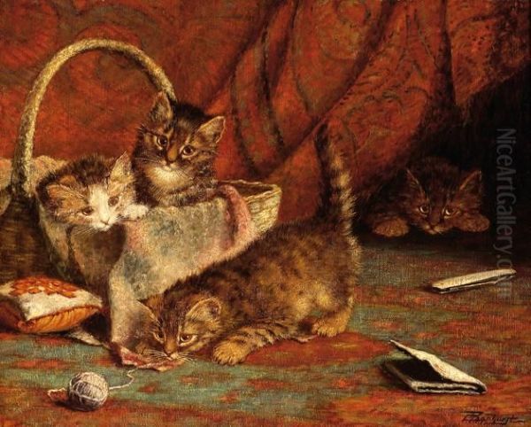 Four Playing Kittens Oil Painting by Cornelis Raaphorst