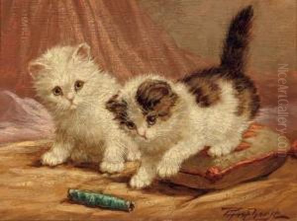 Cute Kittens Oil Painting by Cornelis Raaphorst