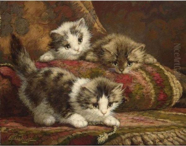 Three Kittens Oil Painting by Cornelis Raaphorst