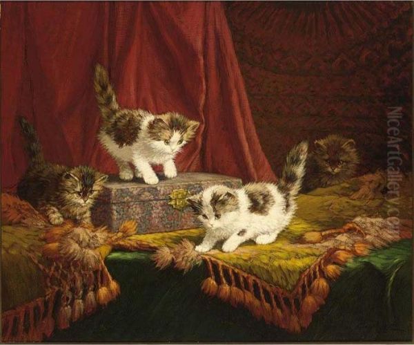 Kittens At Play Oil Painting by Cornelis Raaphorst