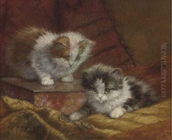 Kittens On A Cushion Oil Painting by Cornelis Raaphorst