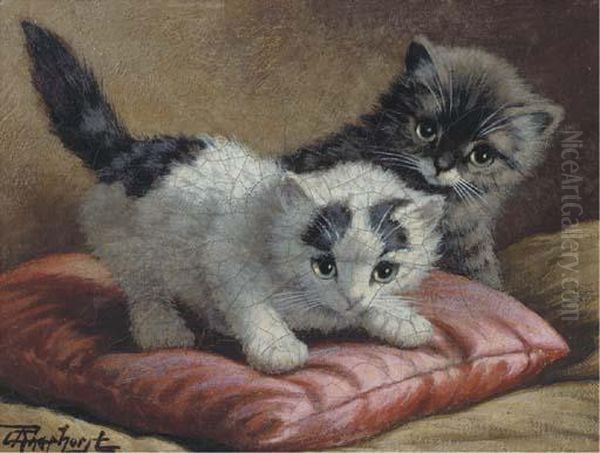 Playful Kittens Oil Painting by Cornelis Raaphorst