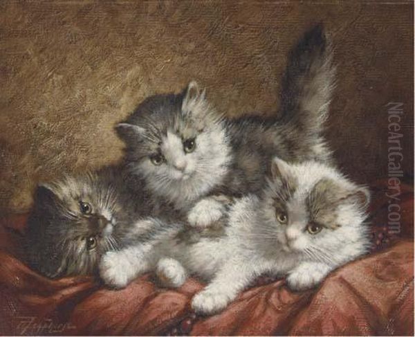 Cute Kittens Oil Painting by Cornelis Raaphorst