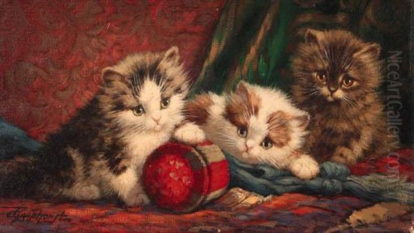 Three Kittens Oil Painting by Cornelis Raaphorst