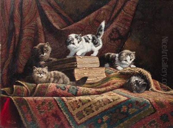 Kittens Oil Painting by Cornelis Raaphorst