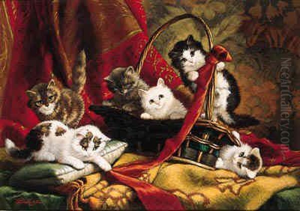 Kittens Oil Painting by Cornelis Raaphorst