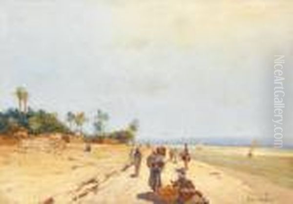 Promeneurs Au Bord Du Nil Oil Painting by Max Friedrich Rabes