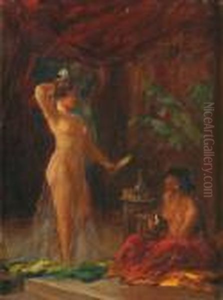 Femmes Au Harem Oil Painting by Max Friedrich Rabes