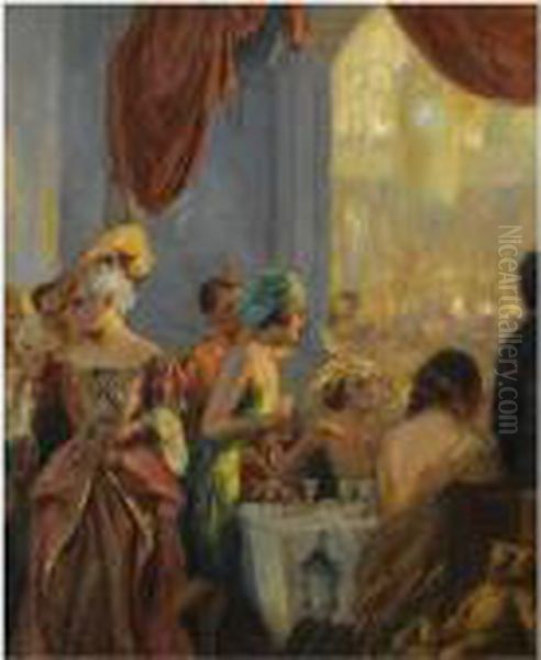 Fasching (carnival) Oil Painting by Max Friedrich Rabes