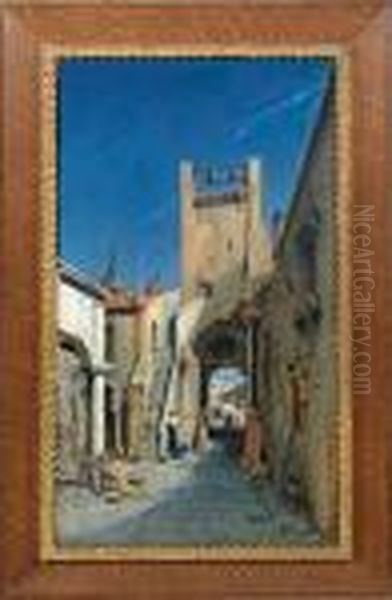 Am Glockenturm In Taormina (sicilien) Oil Painting by Max Friedrich Rabes