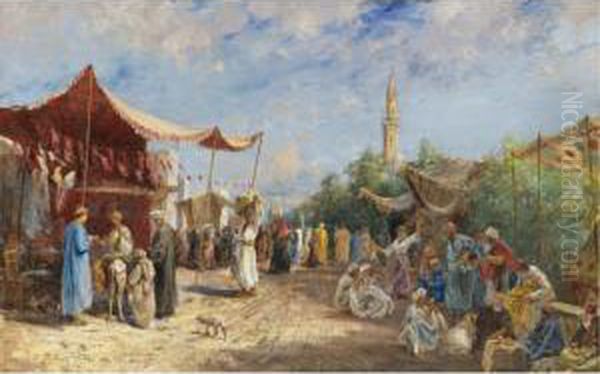 In The Souk, Egypt Oil Painting by Max Friedrich Rabes