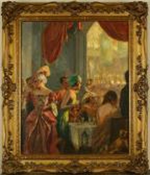 Fasching Oil Painting by Max Friedrich Rabes