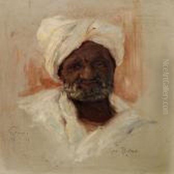 A Berber With Awhite Turban Oil Painting by Max Friedrich Rabes