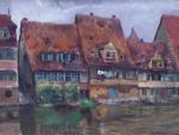 Alte Hauser In Bamberg Oil Painting by Max Friedrich Rabes