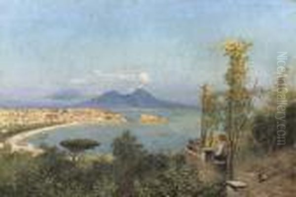 Neapel: Looking Over The Bay Of Napels Oil Painting by Max Friedrich Rabes