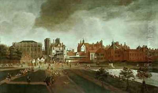 Whitehall Palace and St Jamess Park Oil Painting by Hendrick Danckerts