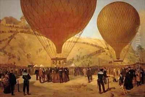 The Departure of Leon Michel Gambetta 1838-82 in the Balloon LArmand Barbes 2 Oil Painting by Jules & Guiaud, Jacques Didier