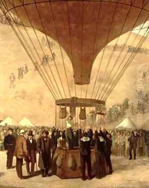 The Departure of Leon Michel Gambetta 1838-82 in the Balloon LArmand Barbes Oil Painting by Jules & Guiaud, Jacques Didier