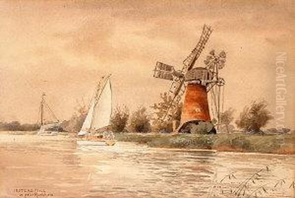 Irstead Mill Oil Painting by William Leslie Rackham